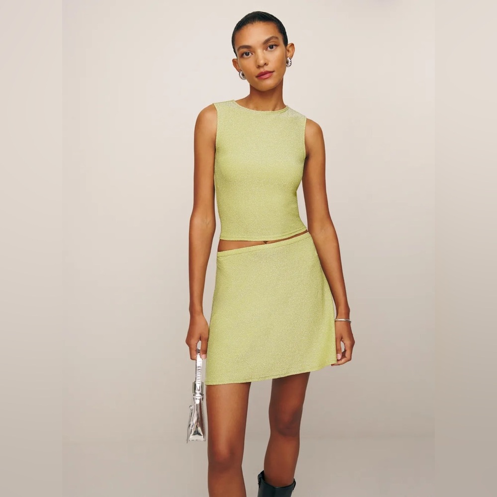 Reformation Andres Knit Top in Sparkling Green - Picture 5 of 9